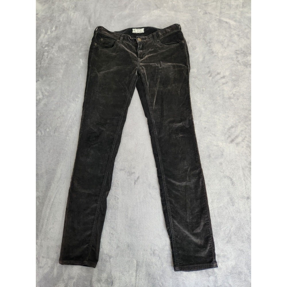 Free People Corduroy Pants Low Rise Skinny Womens 28 Gray Black Stretch